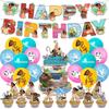 Moana Birthday Decorations Party Set, Moana Character, Disney Animation, 3 Cute Kids Girls Blue Pink Ocean Balloons Happy Birthday Garland Cake