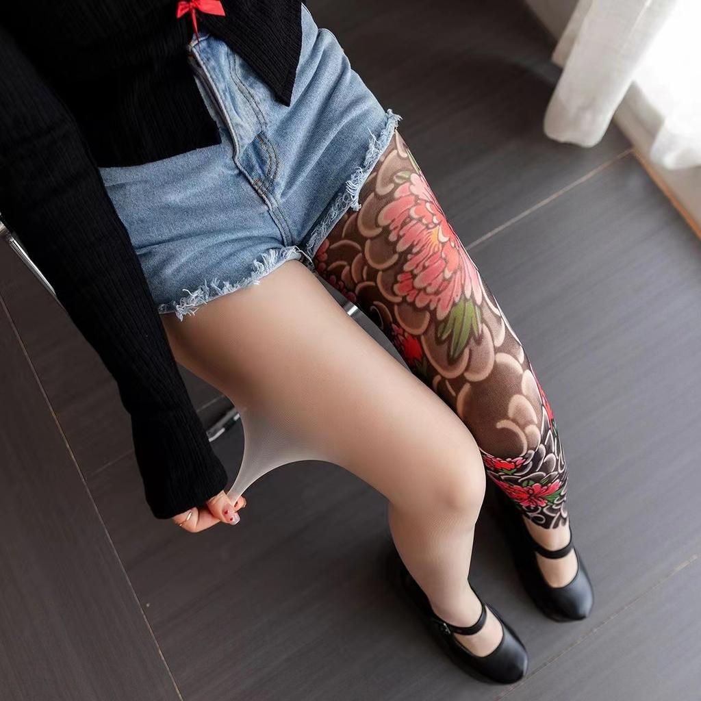 Tattoo Strümpfe Blume Bein Leggings dünn Anti-Haken Nische kreativ nacktes Bein Artefakt sexy Babes Strumpfhose