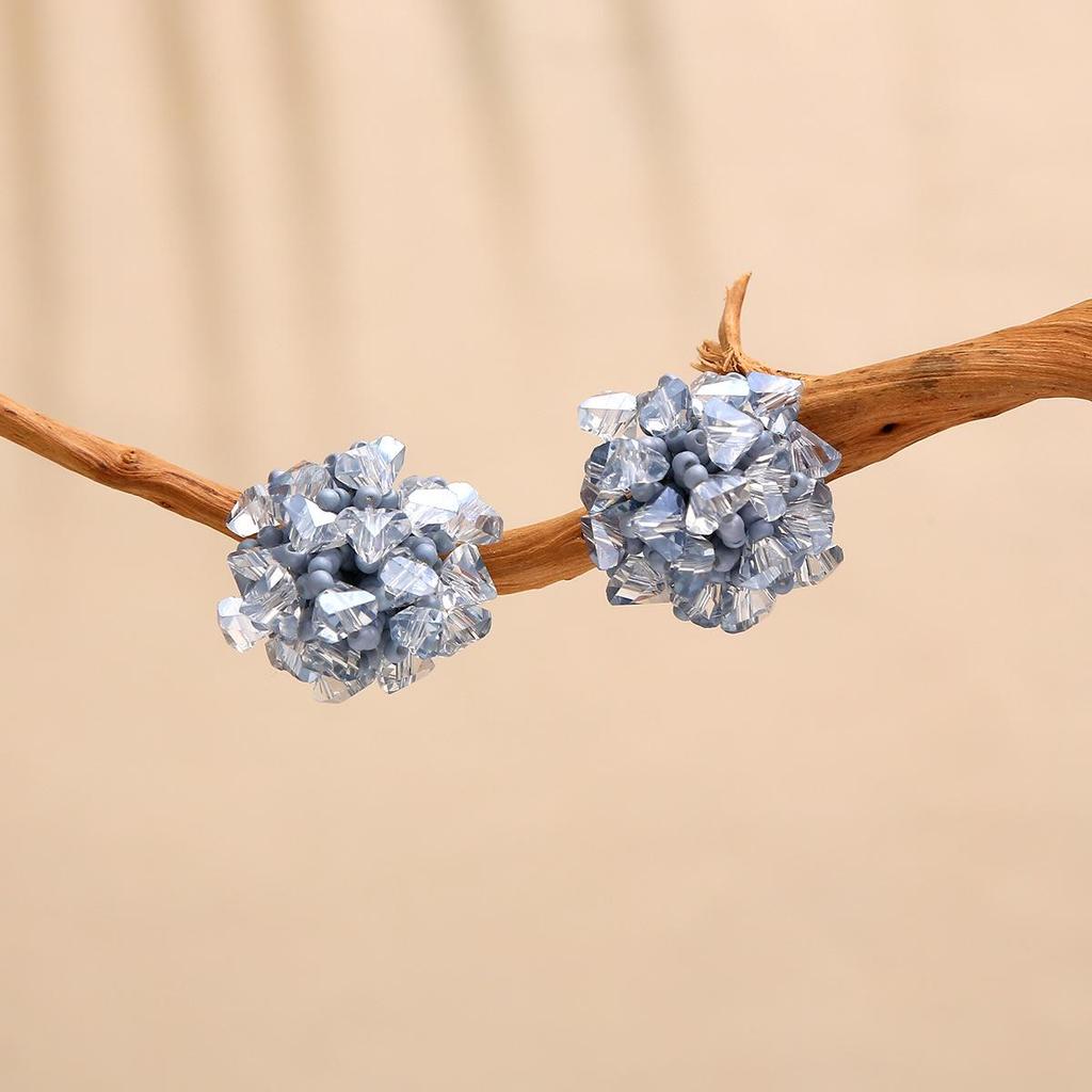 Hydrangea Crystal Beaded Dangle Earrings - Skin-Brightening, Light Luxury Jewelry for Women, 2025 Niche Design