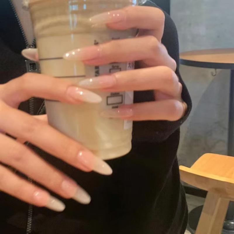 Elegant Nude Handmade Kanlu Temple Detachable Nail Stickers - Milky White for a Fairer Look