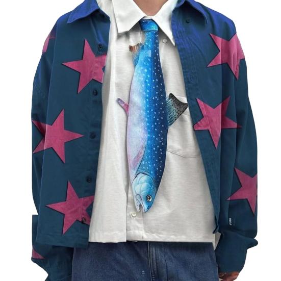 Men Shirt Tie 3D Fish Monkey Design Velvet Necktie Animal Bow Tie Neckwear Realistic Texture Versatile Style Necktie