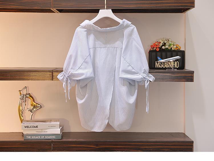 Trendy 2026 Plus Size Women's Summer Outfit: Stylish Shirt & High-Waisted Shorts Three-Piece Set