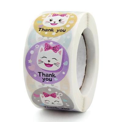 100-500pcs Kawaii Cute Cat Stickers Round Cartoon Animal Adhesive Seal Labels for Greeting Cards Gift Decor Stationery Sticker