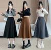 Falda de Lana Estilo Coreano para Mujer Tallas Grandes, de Campana, Cintura Alta, Línea A - Colección Otoño Invierno