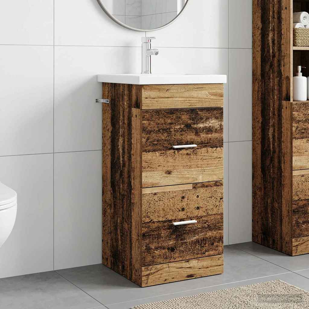 Bathroom Cabinet with Sink Rustic Wood Finish 42 X 40 X 84.5 Cm