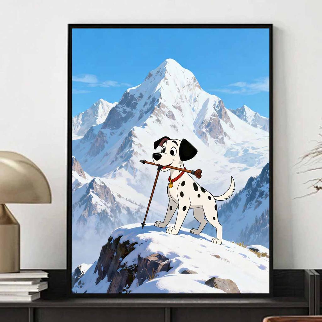 Disney diamond art painting kit Dalmatian dog on snowy mountain 5D handmade diy diamond painting, home wall decoration