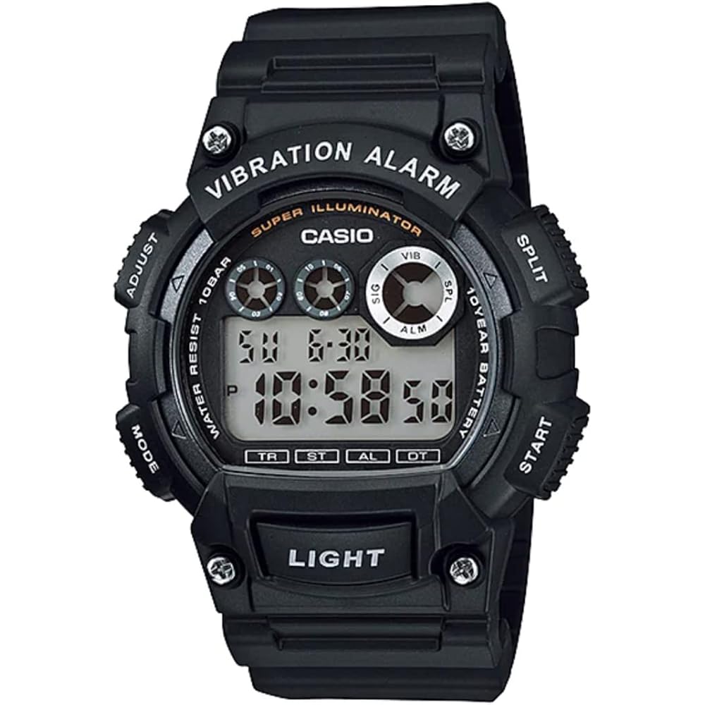 Casio W735H-1A Kids Digital Watch Black Vibrating Alarm Waterproof Stopwatch