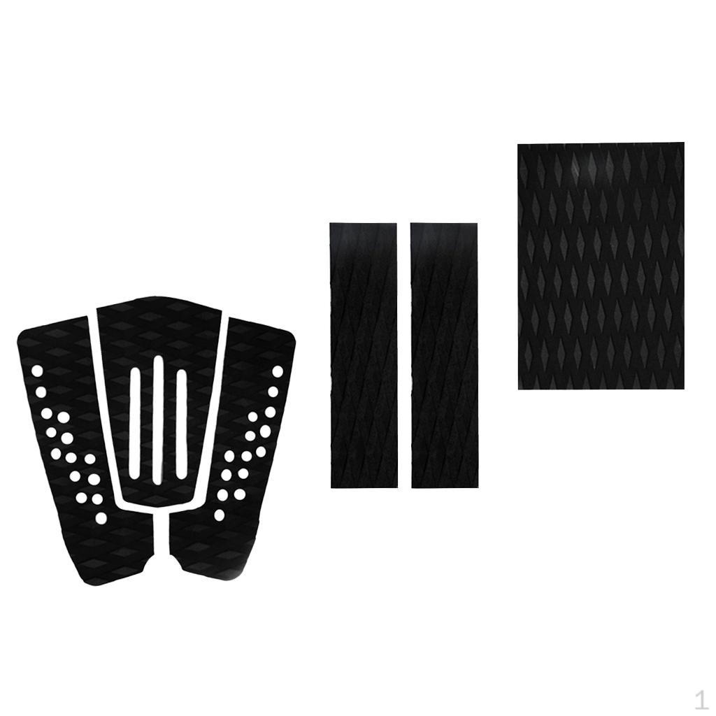 

6 Pieces Adhesive Non-slip Black EVA Traction Pad Deck Grip Tail Pads for Surfboard Skimboard