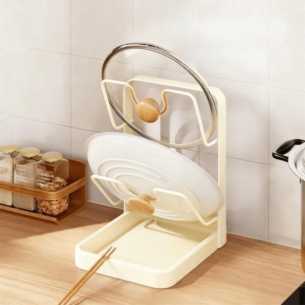 Anti-slip Cutting Board Storage Rack No Drill Pot Cover Shelf Double Layers Pot Lid Rack Cabinet