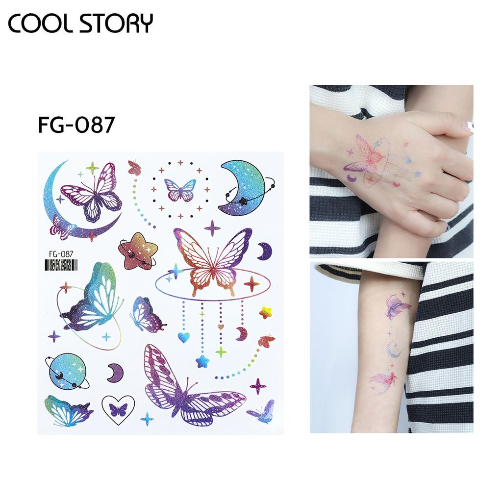 Party Stickers, Trendy Gold and Silver Embossed Valentine's Day Tattoo Stickers, Waterproof and Long-lasting Fake Tattoo Stickers