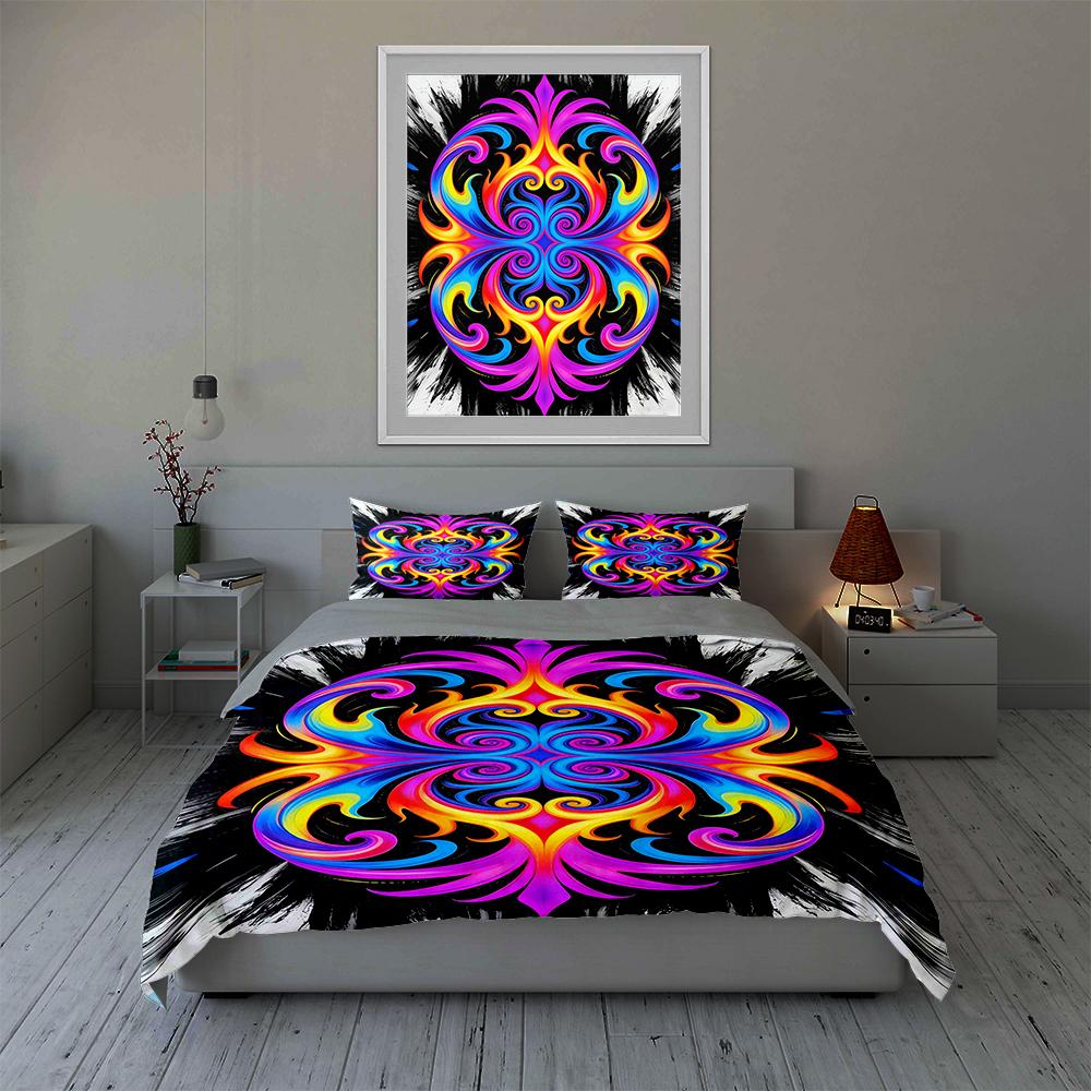 Vibrant, swirling, symmetrical. Bedding Duvet cover sets Duvet covers Pillowcases gifts (1 * Duvet Cover 2 * Pillowcases, without duvet insert)
