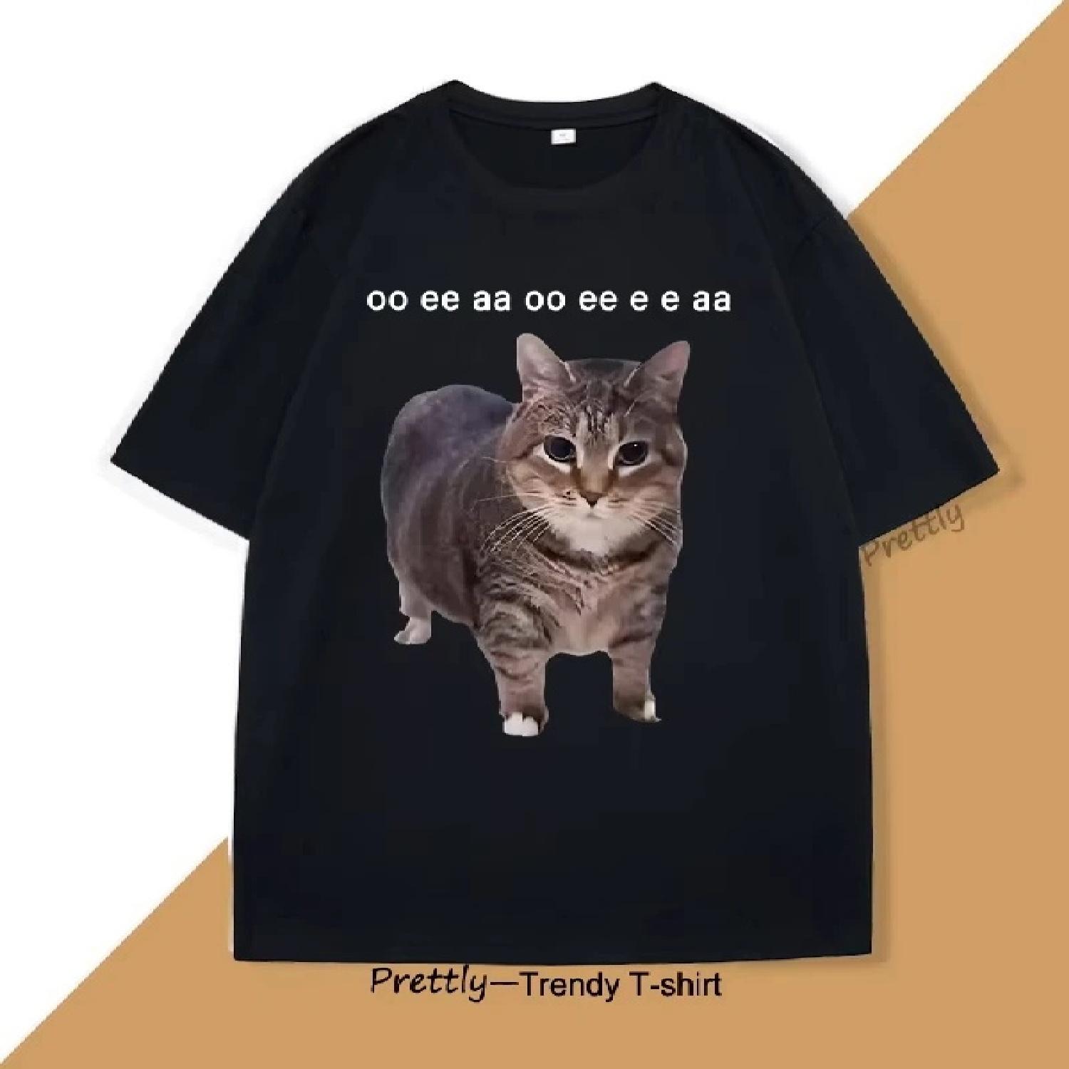 

Funny Cat Lover Meme T Shirt Vintage Graphic Tee Print Casual Cotton Comfortable Round Neck Short Sleeved T-shirt Top Clothing S