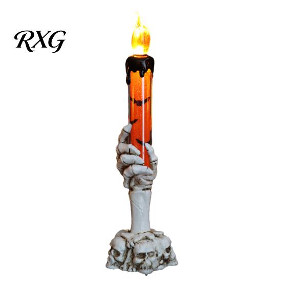 Decorative LED Flame Candles Halloween Ghost Candle Light, Spooky Hand Lamp Colorful Glitter Quicksand Tubes Tabletop Decor, Horror Light for
