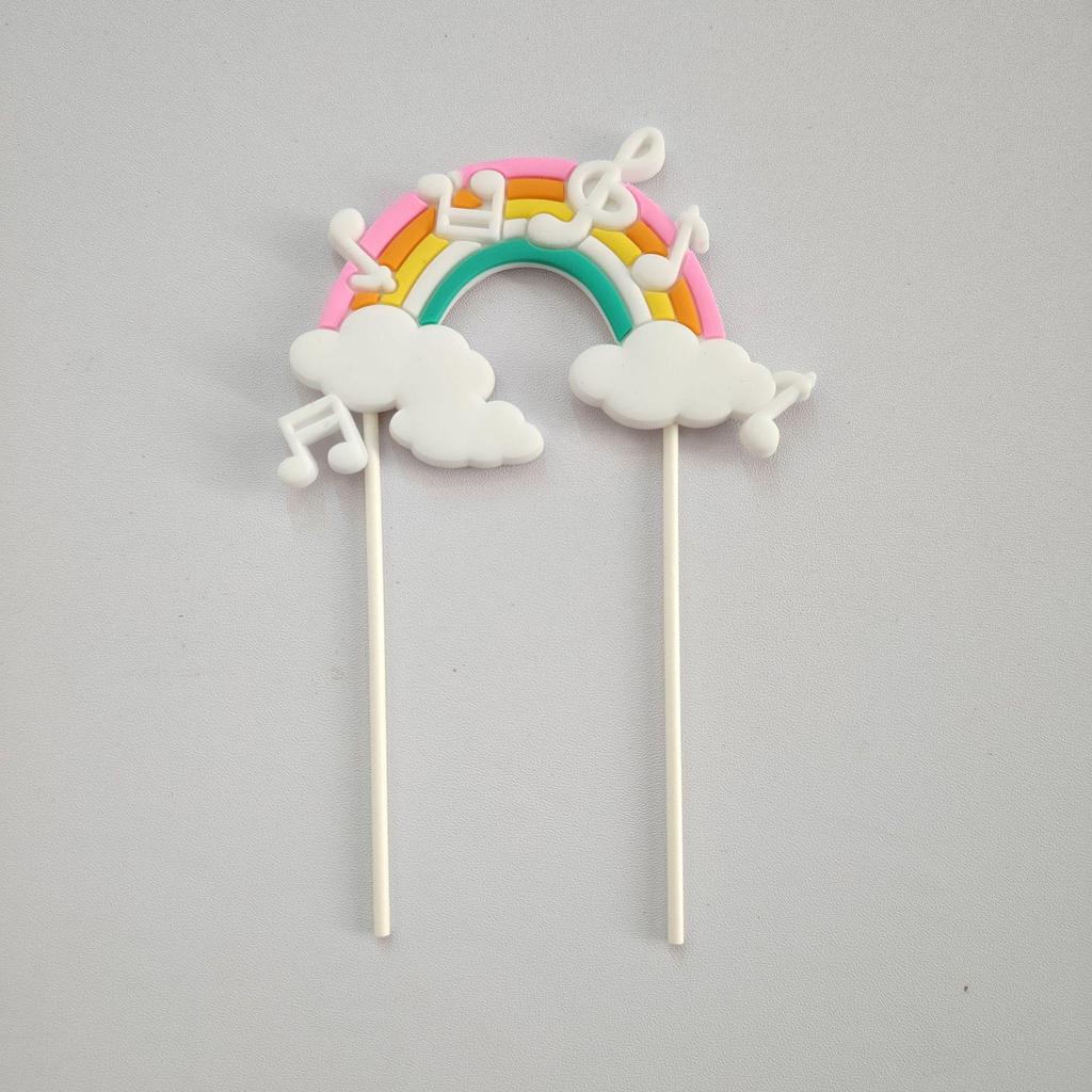Versatile Rainbow Arch Cake Topper: Colorful Cartoon Forest Style Red Pink Rubber Ornament