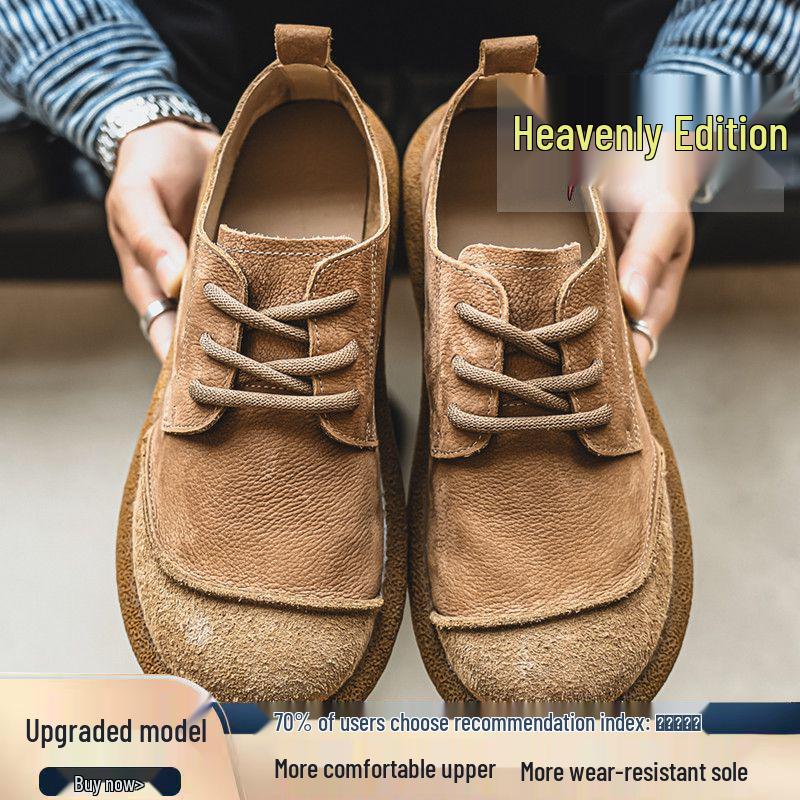 

Чоловічі ретро черевики на шнурівці з м якої шкіри – широкий носок, дихаючі, універсальні, повсякденні та зручні для осені. Size 42