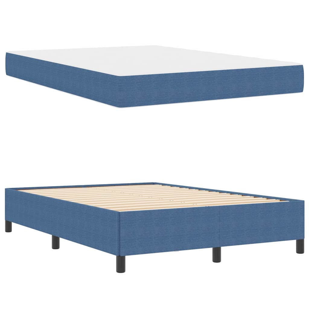 Bed Frame with Mattress Blue 140 x 190 cm Fabric