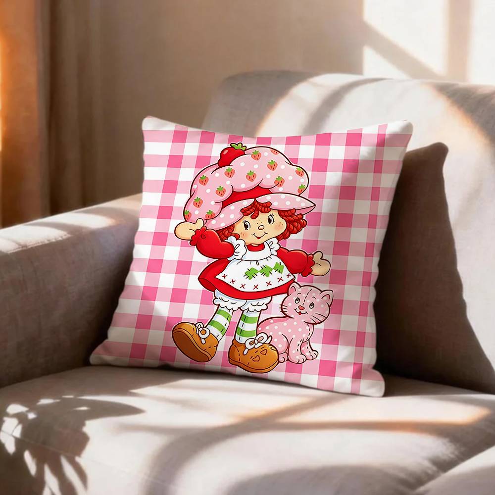 SStrawberry Cartoon SShortcake Girl Pillow Case Pattern Printed Pillowcase For Living Room Sofa Cushion Cover