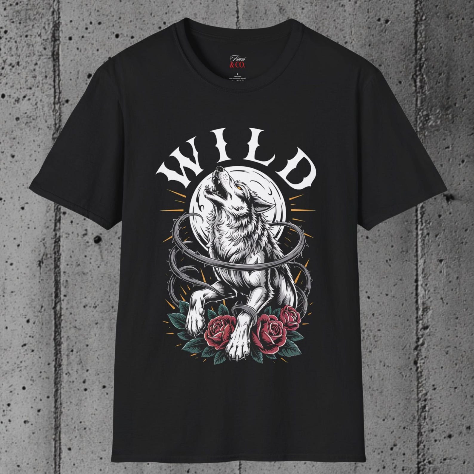 Howling Wolf Moon T-Shirt: Tattoo Style Gothic Forest Tee 3XL