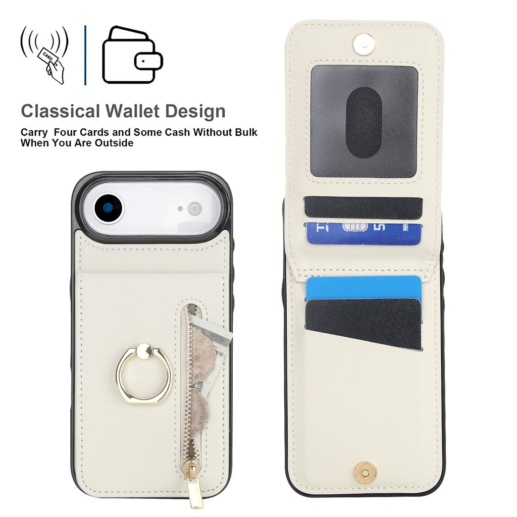 For iPhone Air Case Zipper RFID Blocking Retro Leather + TPU Phone Cover with Kickstand