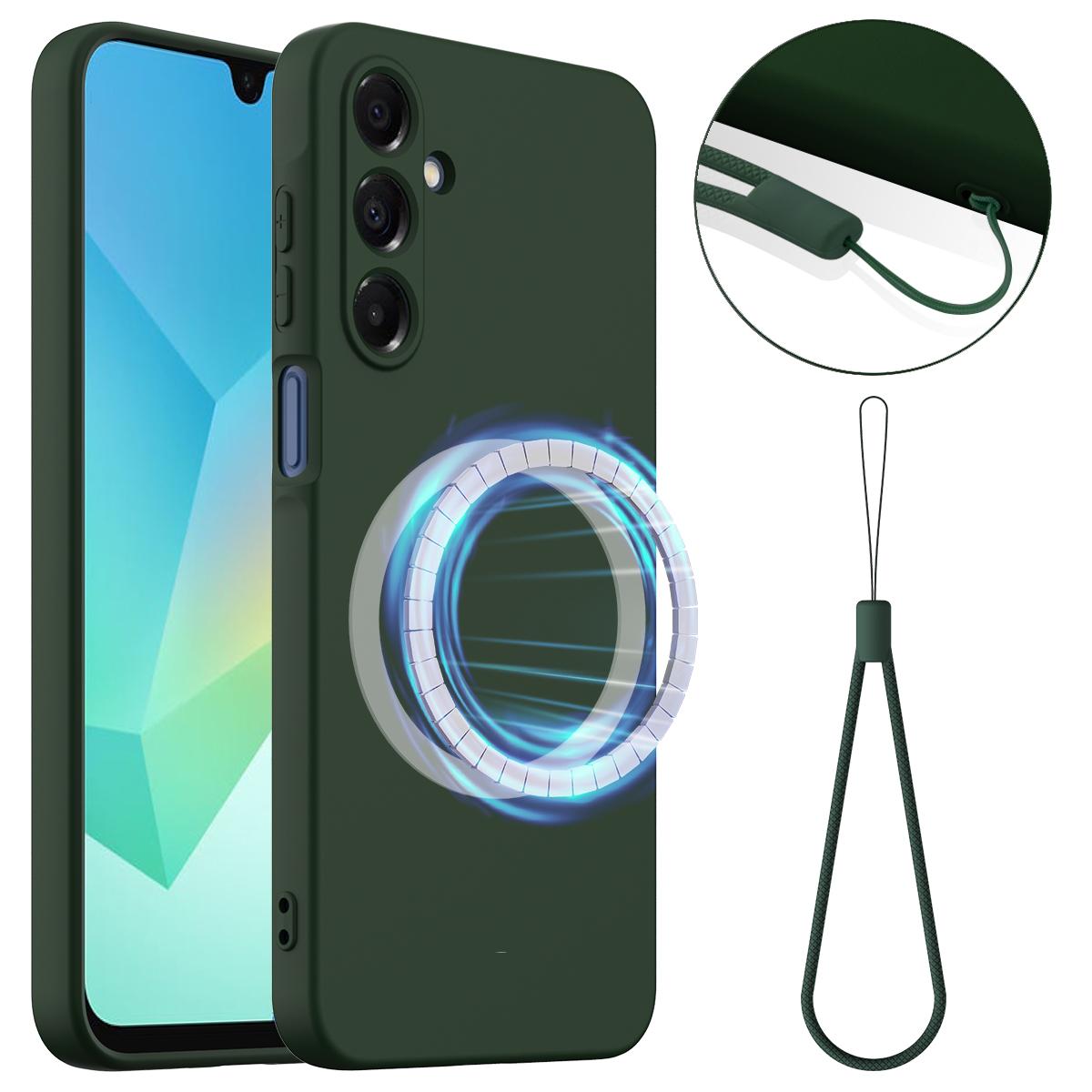 

Для Samsung Galaxy A25 5G (Глобальний) (161,0 x 76,5 x 8,3 мм) Чохол, сумісний з MagSafe, протиударний, з рідкого силікону, чохол для телефону Dark Green