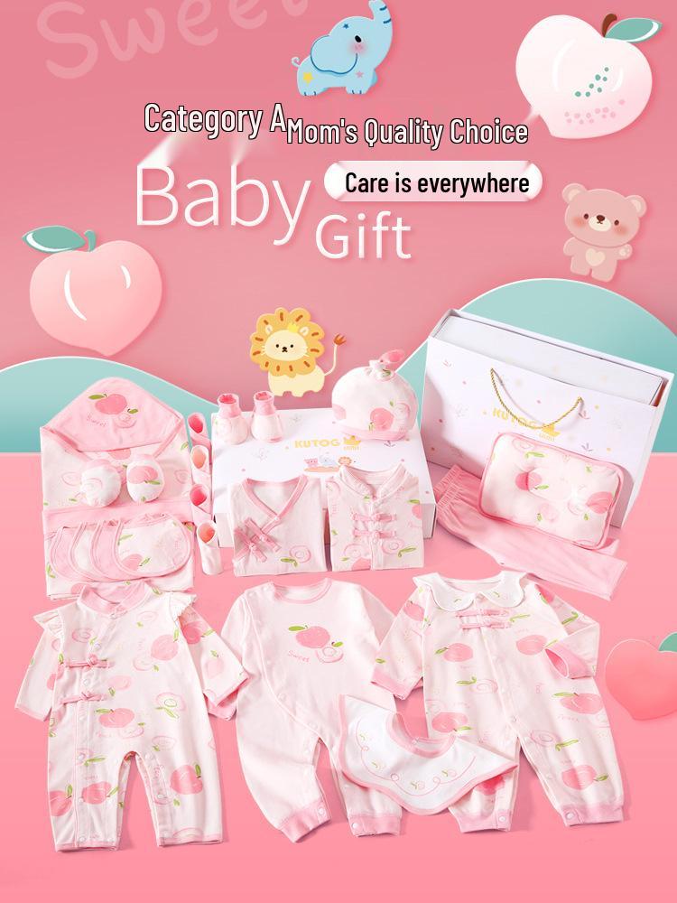 Newborn Pure Cotton Romper Set – Baby Gift Box for Autumn/Winter, Perfect for Firstborn and Milestone Celebrations