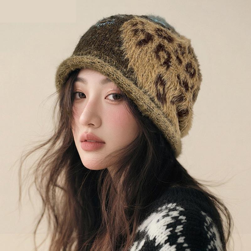 Vintage Stackable Beret Hat Autumn Winter Warm Cap Fashion Headwear For Big Head Size Chunky Knit Beanie Ear Protection New