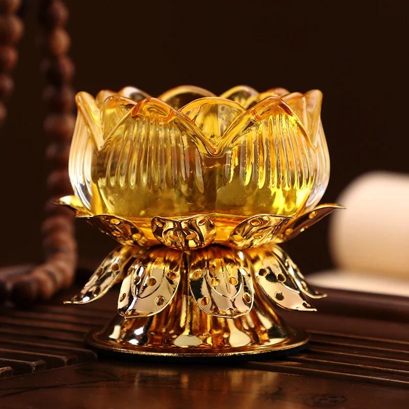 1pc Water Glazed Lotus Flower Metal Candlestick Household Sacrificial Supplies Buddhist Temple Supplies Pray for Auspiciousness