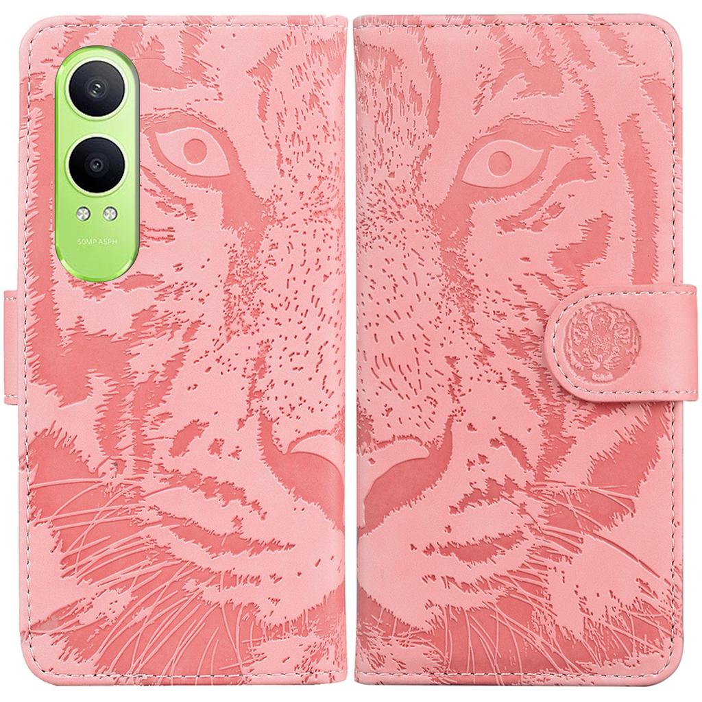 For OnePlus Nord CE4 Lite 5G/Oppo K12x 5G (China) Case Tiger Imprint Leather Shockproof Wallet Phone Cover