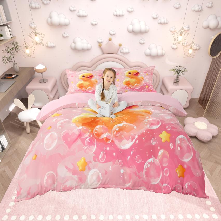 

Одеяло Homewish Милая Утка Милый Мультяшный Животный Комплект Одеял Желтый Синий Постельное Белье Для Детей Подростков Comforter (quilt)-EU Single(135*200cm)3pcs