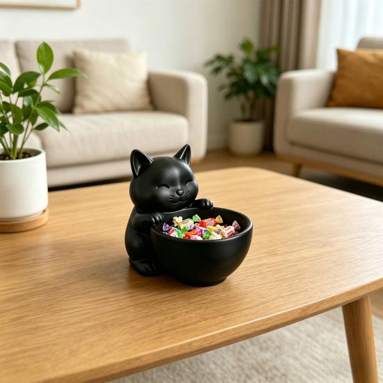 Cat Shape Storage Ornaments Large Capacity Bowl Storage Box 3D Print Molding Desktop Organizer for Snacks Keys Small Items