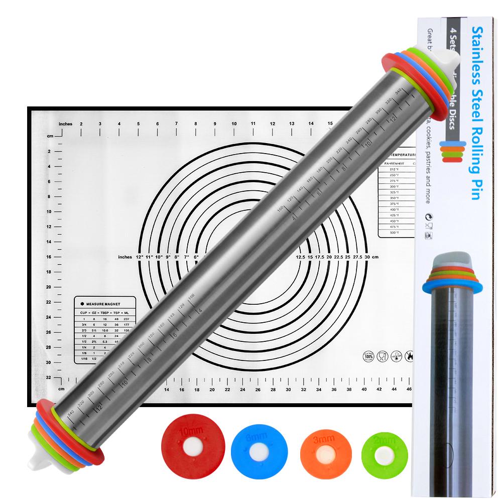 Buy Rolling Pin, Adjustable Stainless Steel Rolling Pins Dough Roller