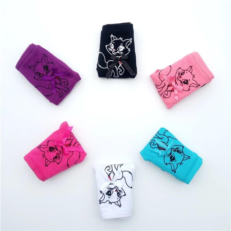 Sexy Mode Tanga Kitty Katze Cartoon Print G-Strings Mädchen Slips Frau. Baumwolle Unterwäsche Damen Höschen 6 Stück/Set