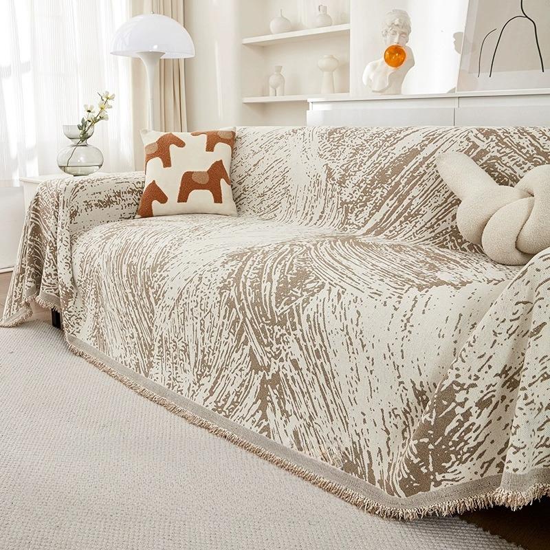 Sofa Towel Striped Couch Pad Light Colored Sofa Blanket All Season Universal All-Inclusive One-Piece Non-Slip And Wear-Resistant
