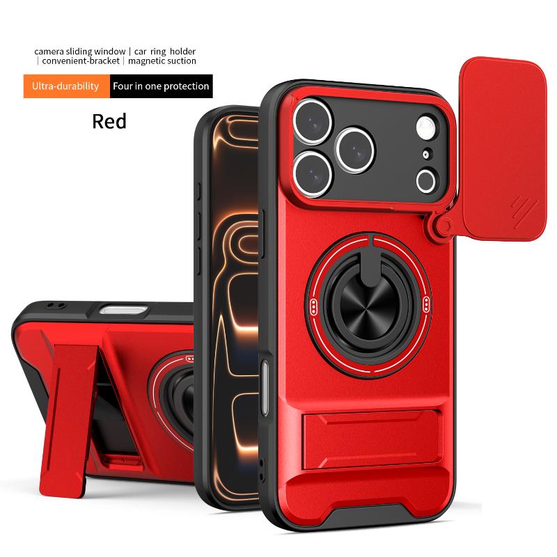 For Magsafe Magnetic Car Mount Ring Soft TPU + Hard PC 2-in-1 Phone Case For iPhone 17 Pro Max 15 13 12 14 16 Pro Max Back Cover