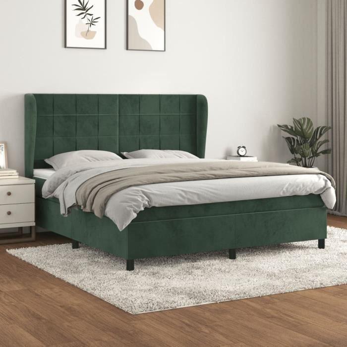 3129228 vidaXL Divan Bed and Mattress Dark Green 180x200cm Velvet