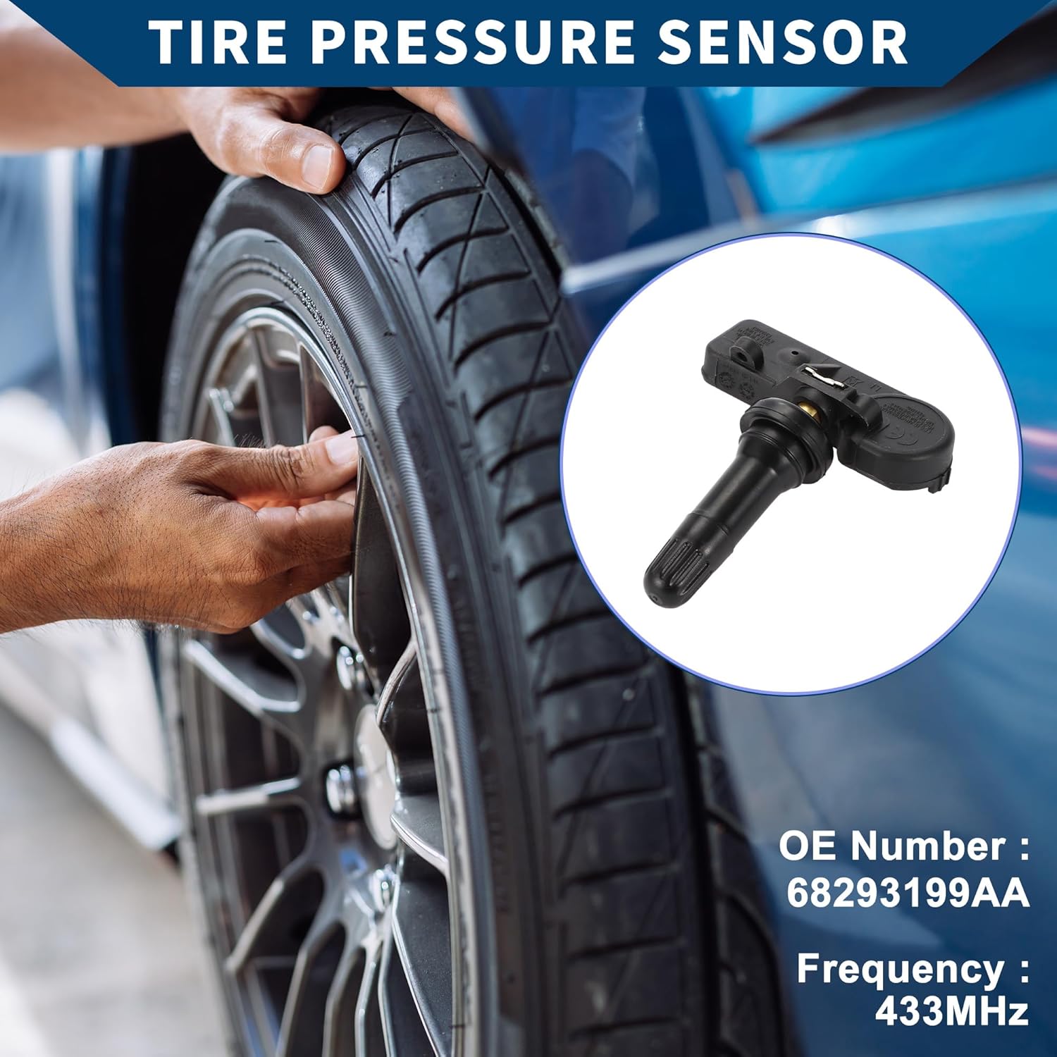 No.68293199AA Tire Pressure Sensor for Ram 1500 2019-2024 Tire Pressure Monitoring Sensor 4 Pcs