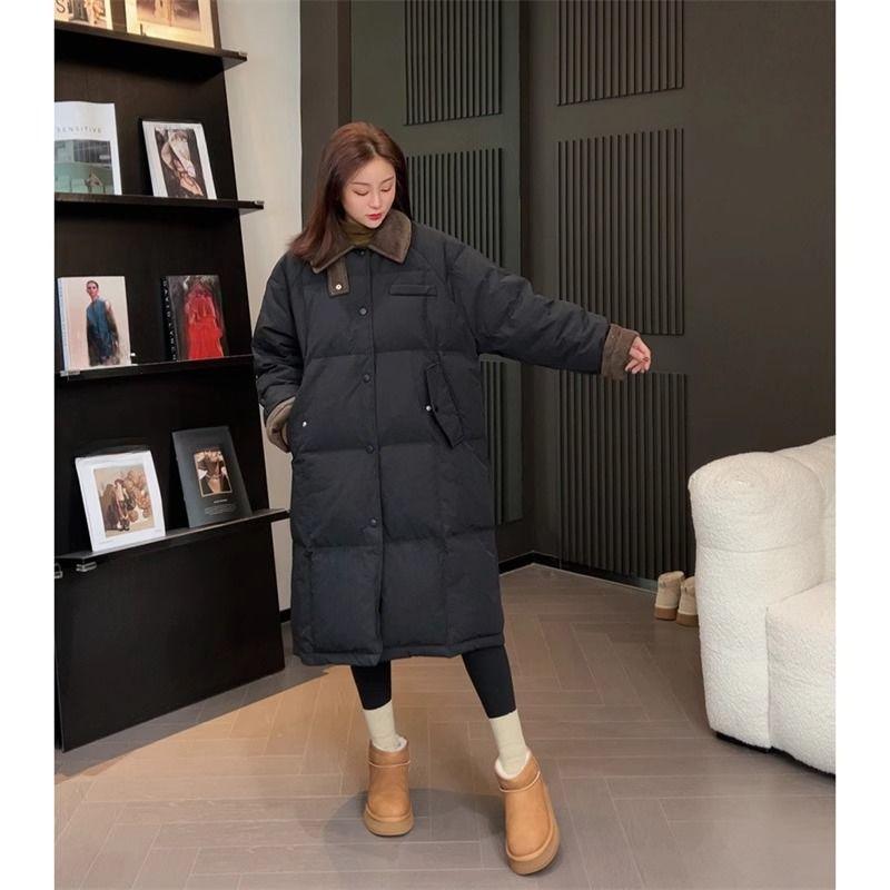 Thickened Corduroy Winter Coat Loose Keep Warm Long Cotton Jacket