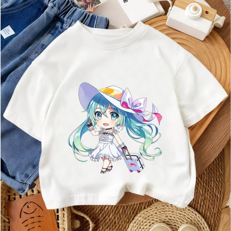 Hatsune Miku Fashion Trend Cartoon Street Style Top Summer Casual Children's T-Shirt