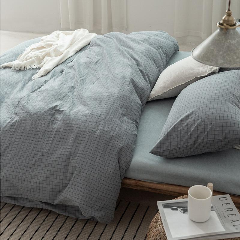 G5Z High-Quality Japanese Washed Cotton Small Check 4-Piece Set