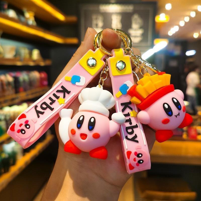 New Creative Kirby Cartoon PVC Doll Keychain Pendant Couple Bag Pendant Kirby Food Three-dimensional Doll Car Keychain Pendant