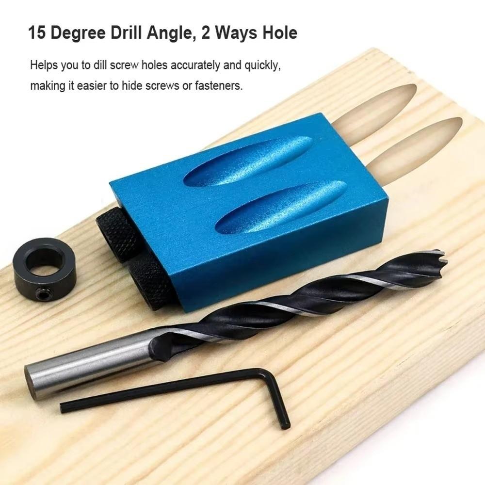 7/14/15Pcs Metal Pocket Hole Jig Kit 15 Degree Angle Drill Guide Set  Woodworking Tools