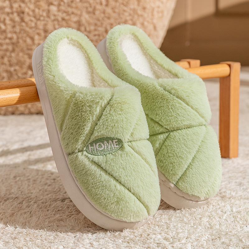 Plush Winter 2025 Cotton Shoes Non-slip Thick-soled Cotton Slippers Home Warm Fleece Home Slippers