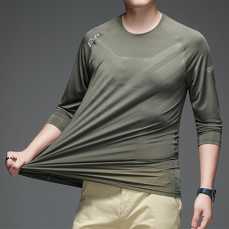 Herren Eis-Seide Langarm Fitness-T-Shirt - Frühling/Sommer, Dünn, Elastisch, Outdoor-Sportarten, Business-Stil
