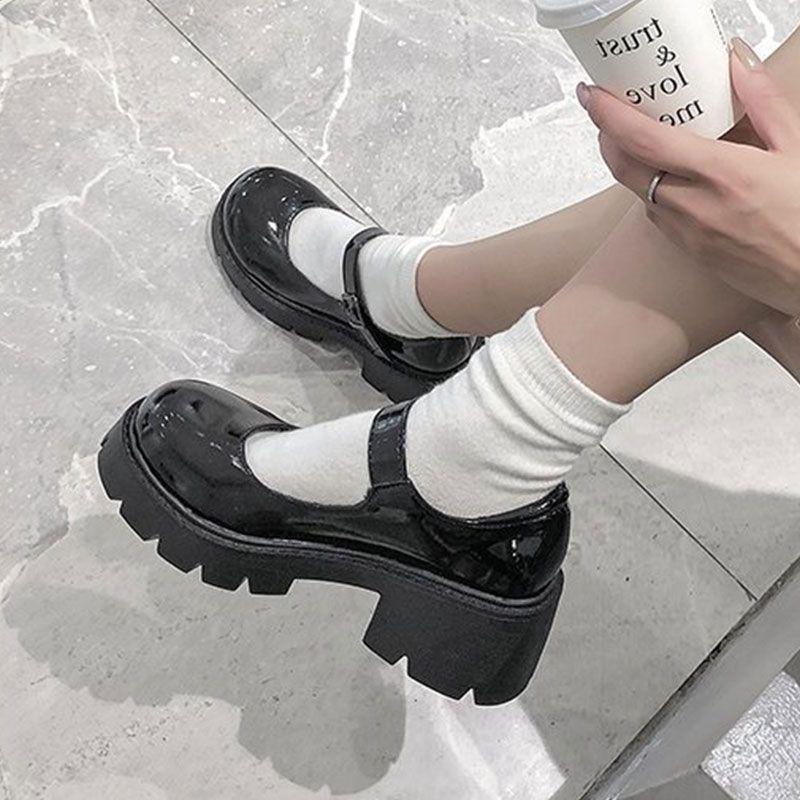 Autumn New Sweet and Cool Mary Jane Small Leather Shoes Women's Skirt French Japanese College Style Thick-soled Jk Single Shoes