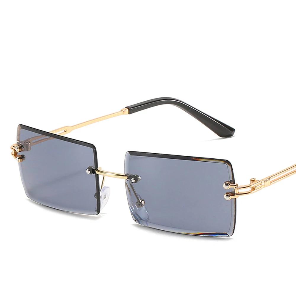 Rimless Rectangle Sun Glasses For Stylish Women And Men In Fashionable Brown Shades
