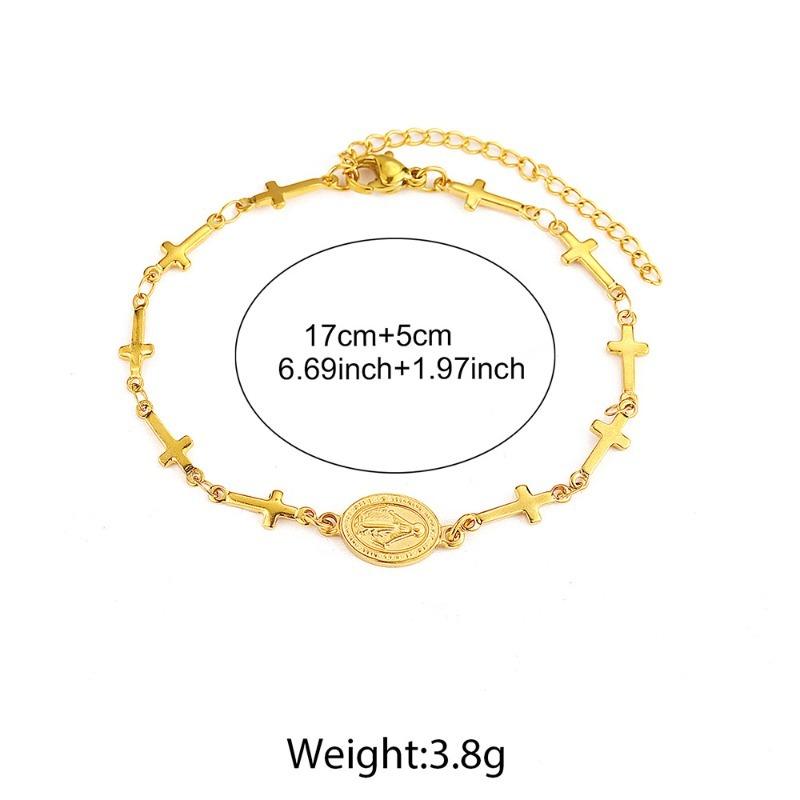 Vintage Virgin Mary Bracelet For Women Prayer Beads Jewelry Stainless Steel Cross Accessories Bracelet Religion Hand Gifts