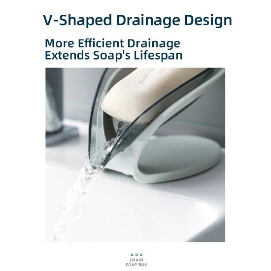 Multifunctional Drainage Soap Dish with Detachable Base ABS + PS + Silicone Grey/Blue for Bathroom & Kitchen