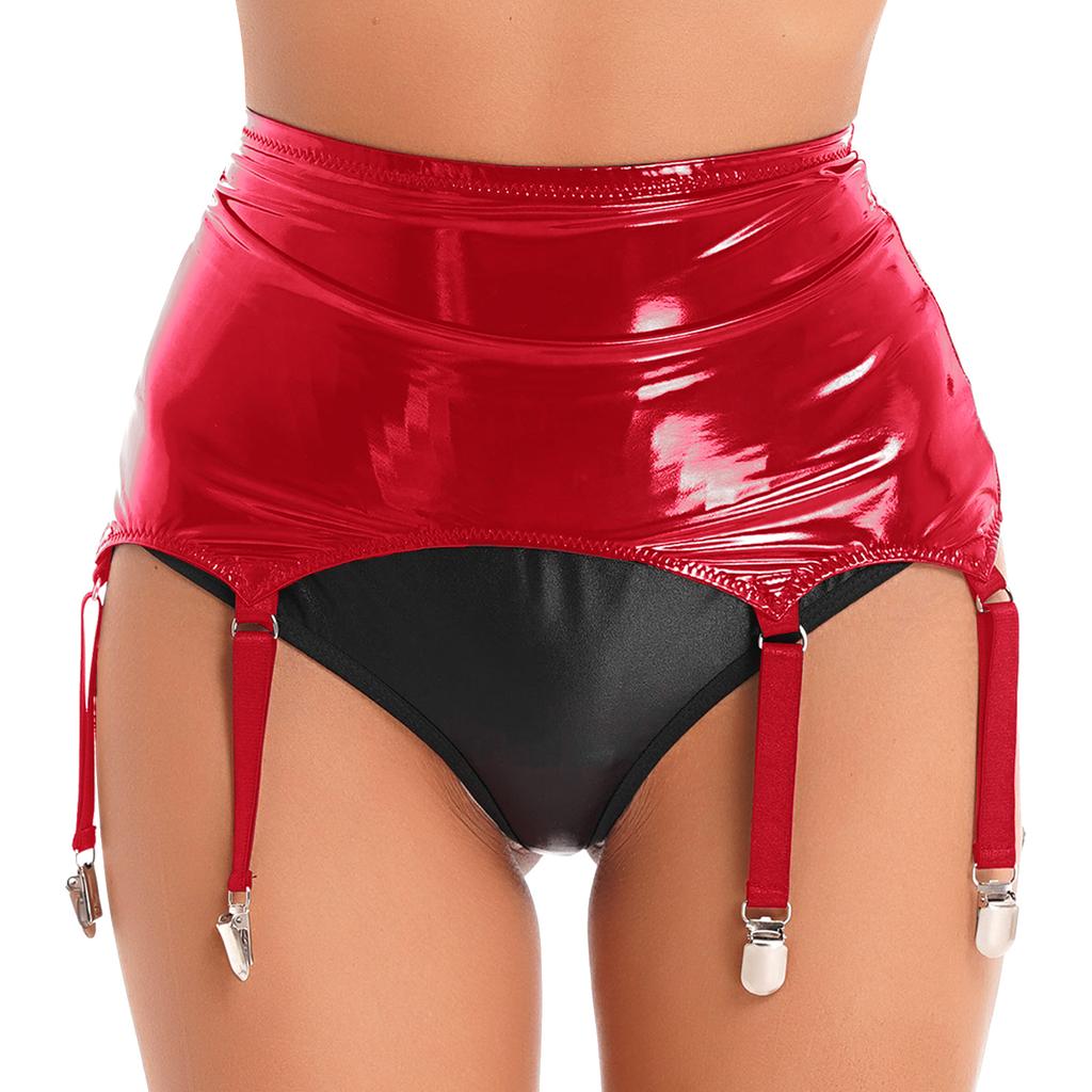 Giarrettiere in Pelle Verniciata da Donna con Clip Metalliche Lingerie Pigiami Costume da Club/Palco Accessori