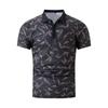 Men's Striped Printed Lapel Short Sleeved Polo Shirt