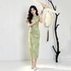 Green college entrance examination sends the national style new Chinese style Suzhou long cheongsam improved young women's high-end sense retro